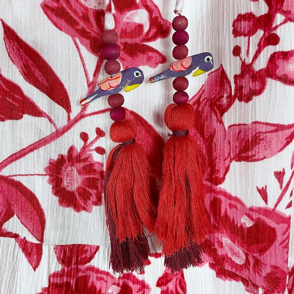 Lovers & Friends Amity Floral Maxi Dress‎ Ruffle One Shoulder White Red Sz XS - Picture 6 of 9